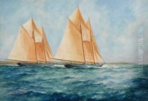 Grand Banks Fishing Schooners Racing by William Minshall Birchall