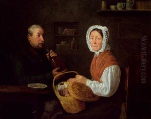 Mann Und Frau Mit Einkaufskorb Beim Tisch by Michael Neder