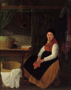 Sitzende Weinbauerin