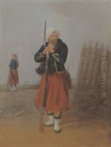 Bosnische Wachsoldaten Vor Befestigungen by Michael Neder
