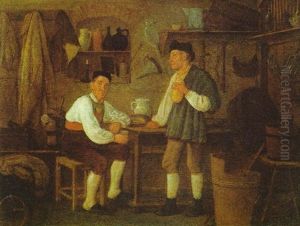 Zwei Manner Beim Trunk Im Hauerstubchen by Michael Neder