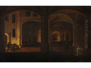 Der Heilige Petrus In Dunklen Gewolberaumen Des Gefangnisses by Peeter Neeffs the Elder