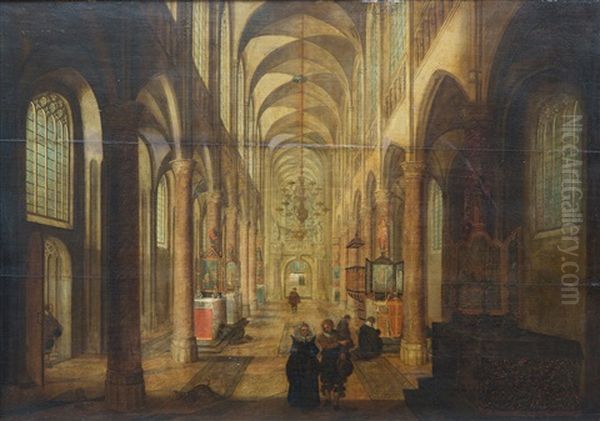 Church Interior With An Elegant Couple In The Foreground - view 1