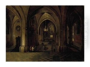Vue De Nuit D'une Eglise Gothique by Peeter Neeffs the Elder