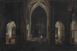The Interior Of A Gothic Church By Night by Peeter Neeffs the Elder