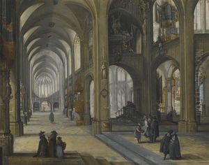 An Interior Of A Gothic Church, Facing Eastwards