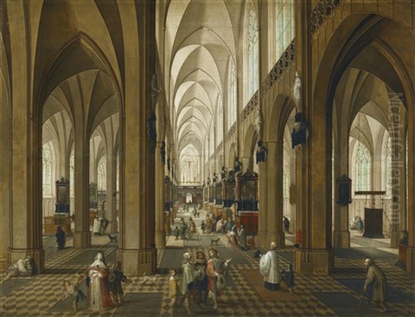A View Of The Interior Of Antwerp Cathedral by Peeter Neeffs the Elder