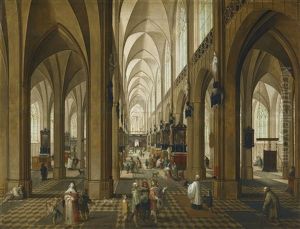 A View Of The Interior Of Antwerp Cathedral by Peeter Neeffs the Elder