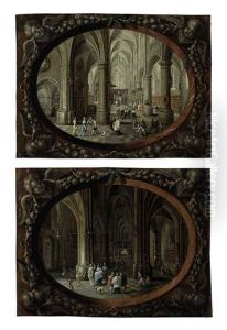 Interior Of A Gothic Church By Day (+ Interior Of A Gothic Church By Night; Pair) by Peeter Neeffs the Elder