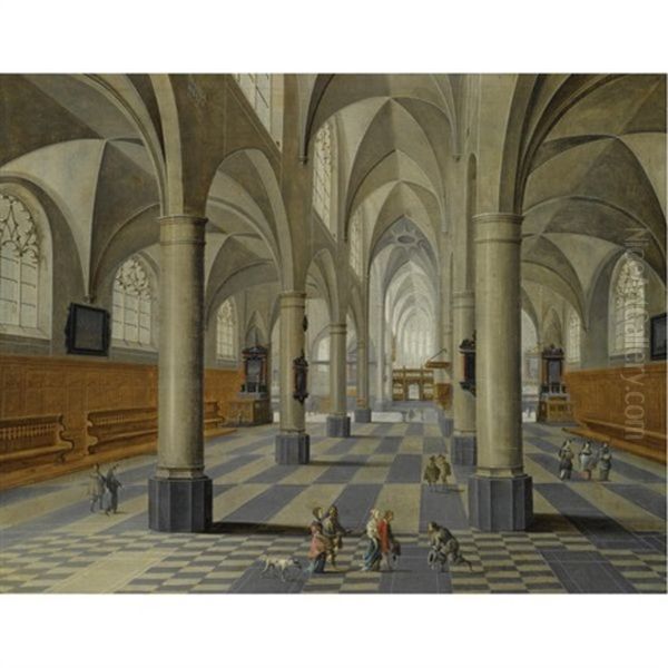 The Interior Of A Cathedral With An Elegant Company Being Greeted By Another Gentleman - view 1