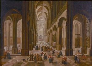 A Cathedral Interior With Figures by Peeter Neeffs the Elder