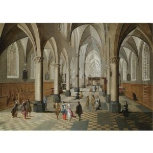 A Cathedral Interior With Figures by Peeter Neeffs the Elder