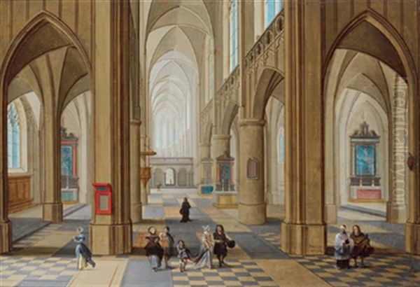 Inneres Einer Gotischen Kirche Mit Figuren - view 1