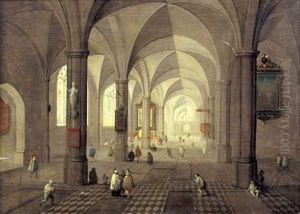 Interieur D'eglise Anime De Fideles by Peeter Neeffs the Elder