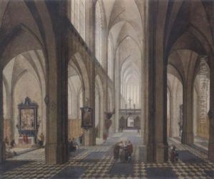 Das Innere Der Antwerpener Kathedrale. Blick Auf Das Hauptschiff by Peeter Neeffs the Elder