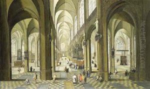 The Interior Of Antwerp Cathedral by Peeter Neeffs the Elder