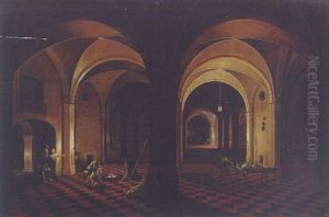 The Interior Of A Crypt With The Liberation Of Saint Peter by Peeter Neeffs the Elder