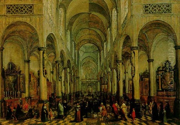 A Church Interior With Many Figures - view 1