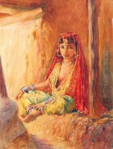 Jeune Fille Au Voilerouge by Alphonse Birck