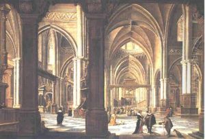 Figures In A Church Interior by Peeter Neeffs the Elder