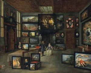 Portrait Of An Elegantly Dressed Couple And A Page In A Picture Gallery