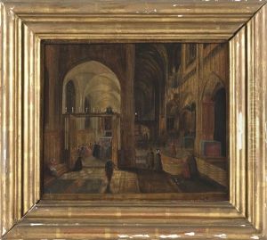 Figures In A Church Interior by Peeter Neeffs the Younger
