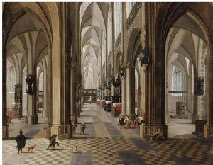 Das Innere Der Onze Lieve Vrouwekerk In Antwerpen by Peeter Neeffs the Younger
