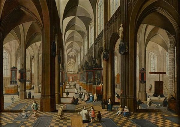 Interieur D'eglise Gothique Avec Une Ceremonie - view 1