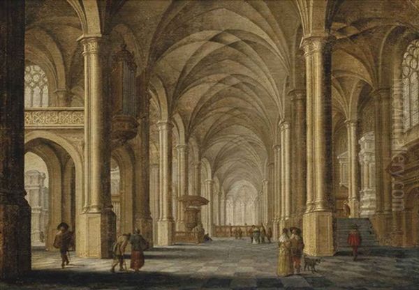 A Church Interior With Elegant Figures - view 1