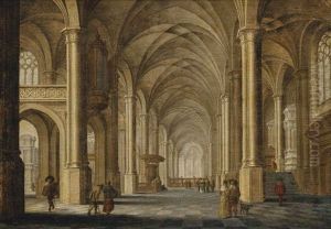 A Church Interior With Elegant Figures by Peeter Neeffs the Younger
