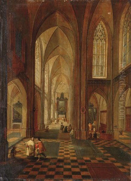 An Interior Of A Gothic Church - view 1