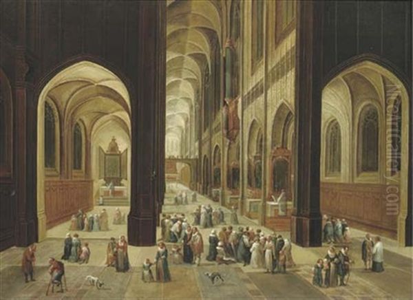 The Interior Of A Gothic Church With Elegant Company - view 1
