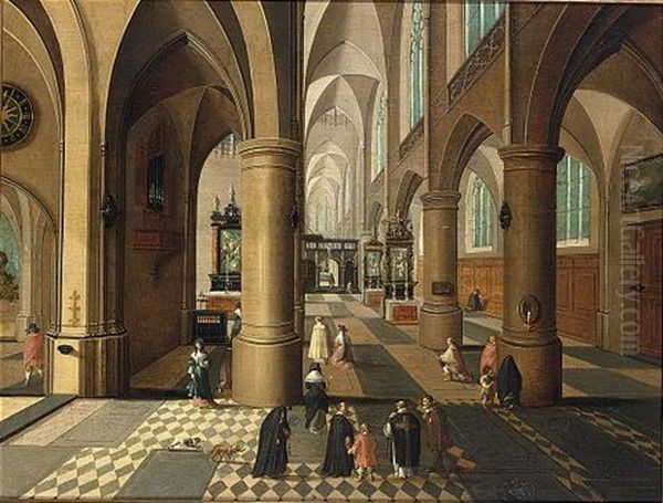 A Church Interior With Clergymen And Other Figures - view 1