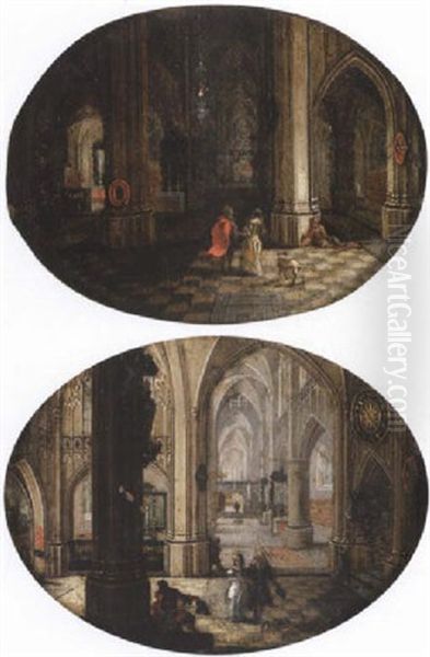 Elegant Figures In A Gothic Church Interior - view 1