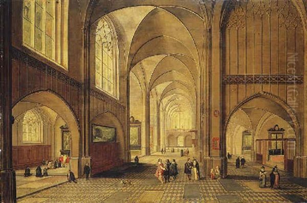 The Interior Of A Cathedral With Elegant Company, A Service In Progress In A Side Chapel - view 1