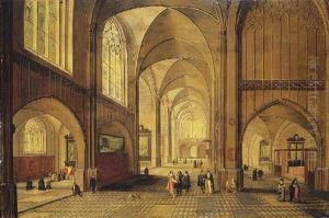 The Interior Of A Cathedral With Elegant Company, A Service In Progress In A Side Chapel