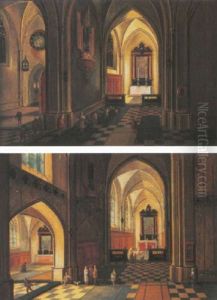 Figures In A Gothic Church Interior