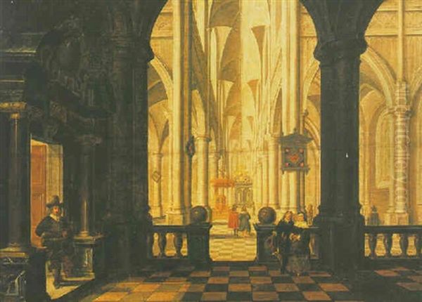 A Church Interior With Elegant Figures - view 1