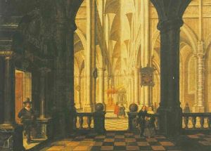 A Church Interior With Elegant Figures by Peeter Neeffs the Younger