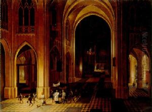 Interior Of The Onze-lieve-vrouwekerk In Antwerp With A Procession by Peeter Neeffs the Younger