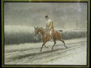 Trotting Home In The Snow, An Equestrian Study by H Bird