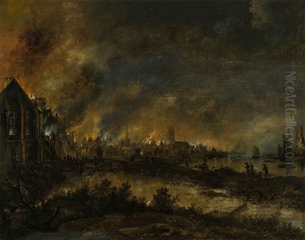 Nachtliche Feuersbrunst Am Kanal - view 1