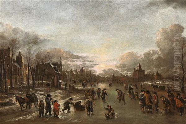 A Winter Scene At Sunset - view 1