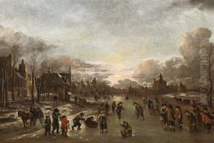 A Winter Scene At Sunset by Aert van der Neer