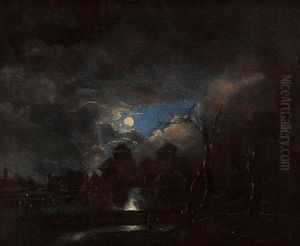Landschaft Im Mondschein by Aert van der Neer