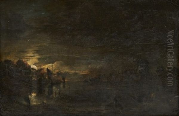 Manbelyst Kustlandskap Med Fiskare - view 1