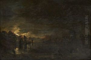 Manbelyst Kustlandskap Med Fiskare by Aert van der Neer