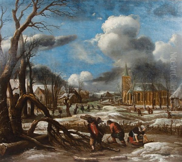 Winter Landscape With Wood Gatherers - view 1