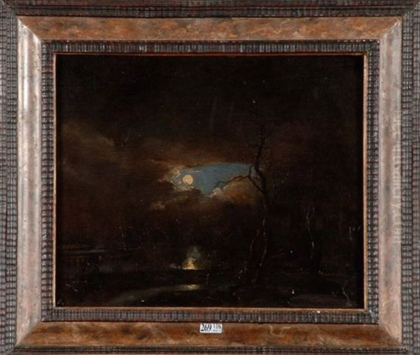 Paysage Lacustre Au Clair De Lune - view 1