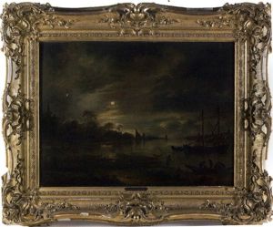 Paysage D'estuaire Au Clair De Lune by Aert van der Neer
